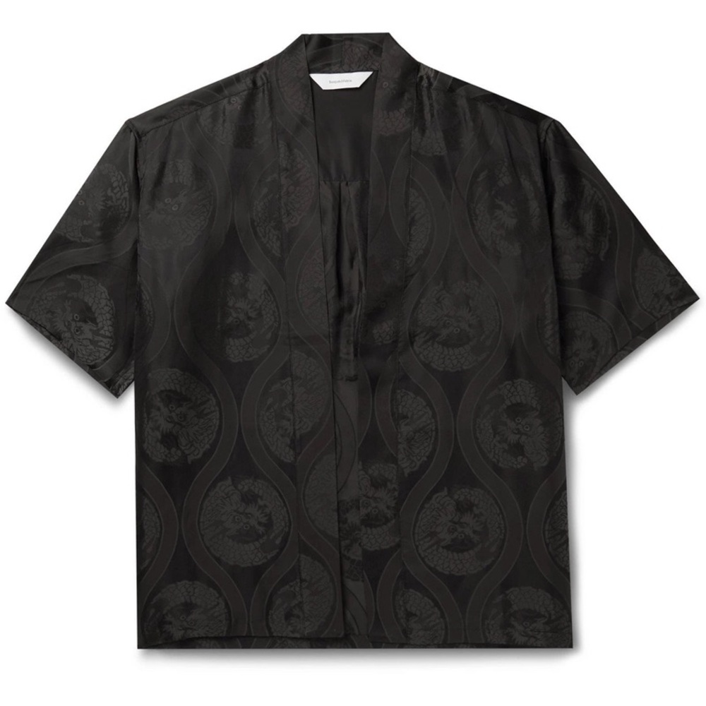 Elegant Sasquatchfabrix Black Casual Button Down Shirt